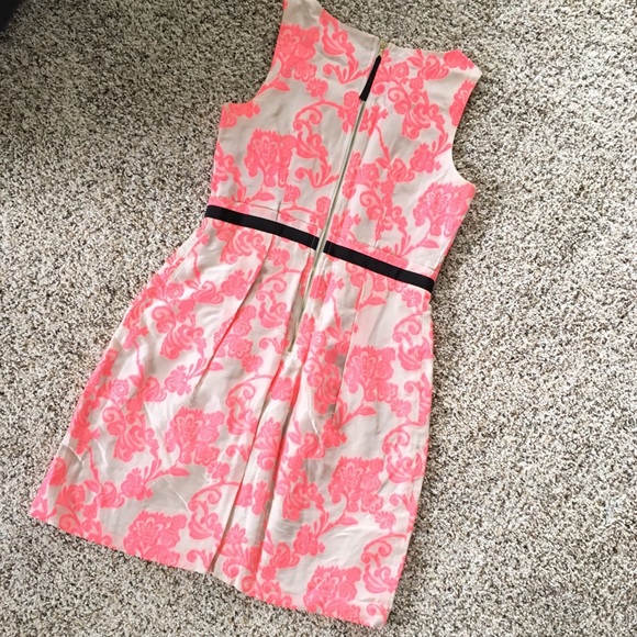 LOFT Floral Hot Pink & Grey/taupe Dress - Picture 2 of 5